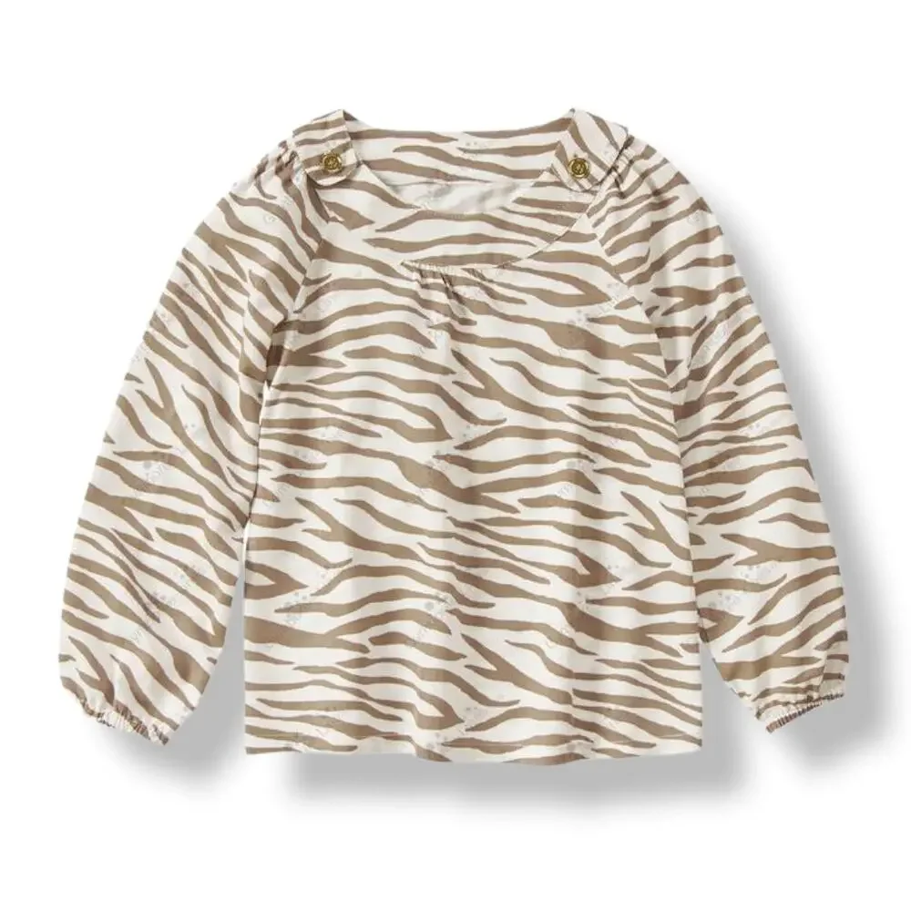 Gymboree Girls Blouse Size 10 Right Meow Tiger‎ Stripes Striped Top Rayon NEW